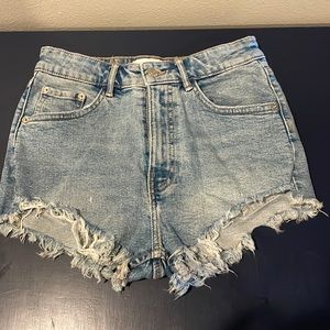 Zara high waisted ripped denim shorts